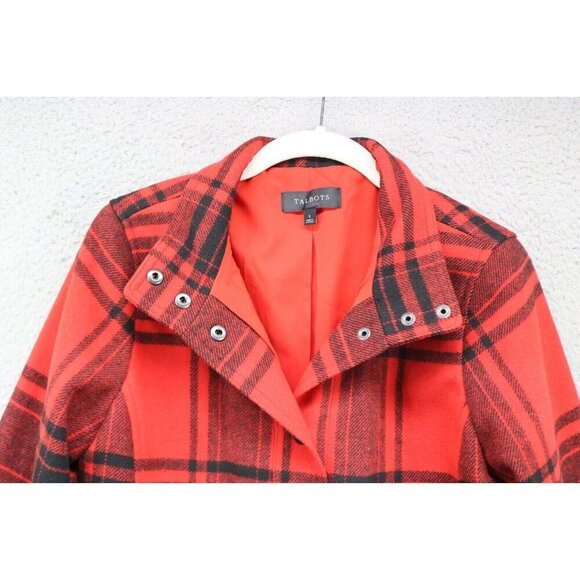 Talbots Wool Blend Red Plaid Jacket-Size Small-Preppy - Picture 5 of 13